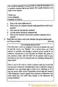 BLE final exam question paper of English for class 8